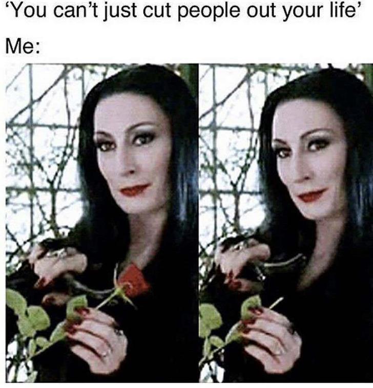 Funny memes for her - you can t cut people out of your life - You can't just cut people out your life' Me