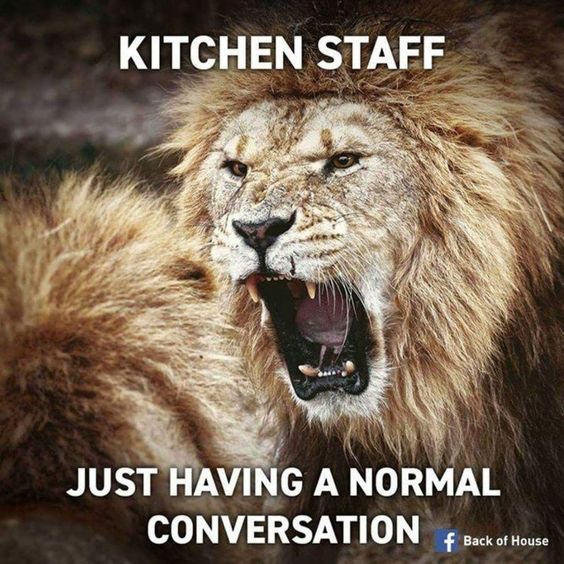 Funny Restaurant Meme - lion growl - Kitchen Staff Just Having A Normal Conversation Back of House f Back of House
