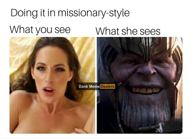 Doing it in missionarystyle What you see what she sees Dank Meme Dealers