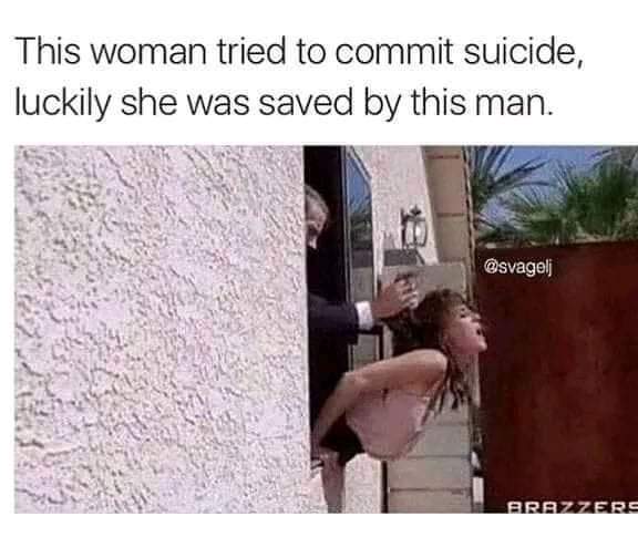 This woman tried to commit suicide, luckily she was saved by this man. Brazzers
