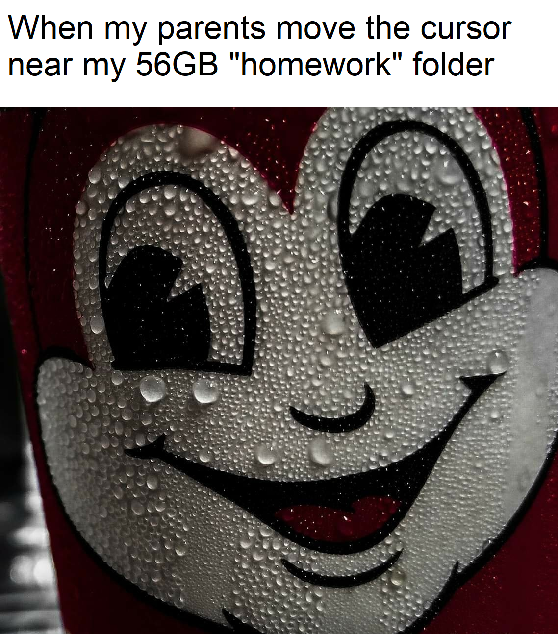 Internet meme - When my parents move the cursor near my 56GB "homework" folder