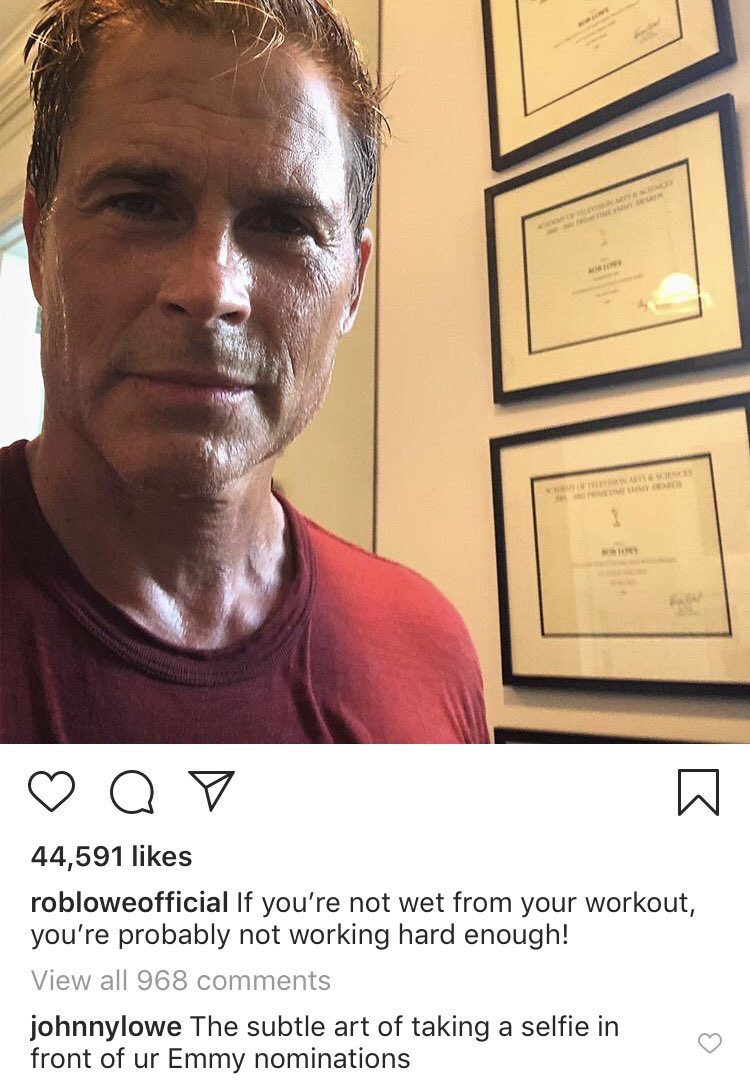 human behavior - 44,591 robloweofficial If you're not wet from your workout, you're probably not working hard enough! View all 968 johnnylowe The subtle art of taking a selfie in front of ur Emmy nominations