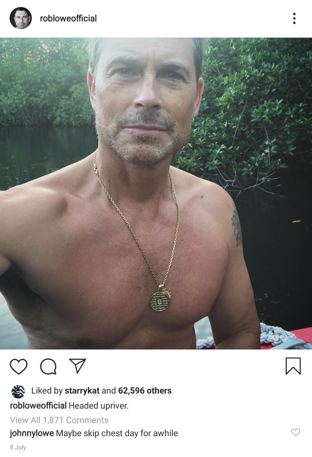 barechestedness - robloweofficial starrykat and 62,596 others robloweofficial Headed upriver. View All 1,871 johnnylowe Maybe skip chest day for awhile 8 July