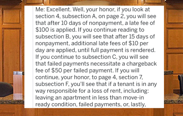 wood - Me Excellent. Well, your honor, if you look at section 4, subsection A, on page 2, you will see that after 10 days of nonpayment, a late fee of $100 is applied. If you continue reading to subsection B, you will see that after 15 days of nonpayment,