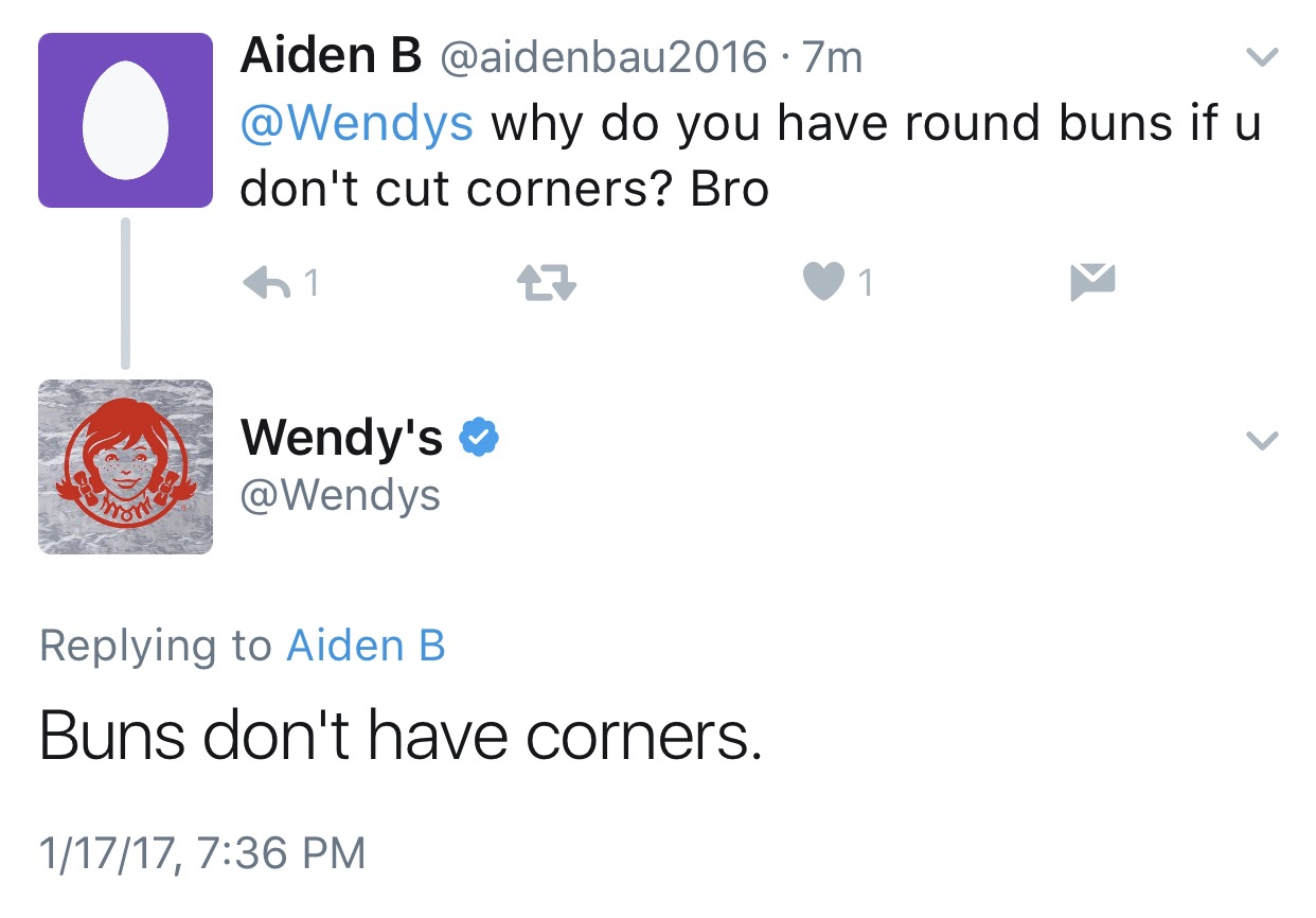 4th person to walk on the moon - Aiden B 7m why do you have round buns if u don't cut corners? Bro 61 Wendy's Aiden B Buns don't have corners. 11717,