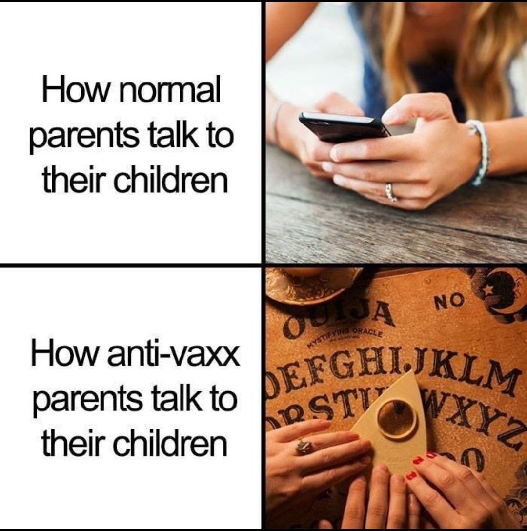 anti vax meme - How normal parents talk to their children No O Oracle How antivaxx parents talk to their children Defghi Fghijklm Posto Wxyz