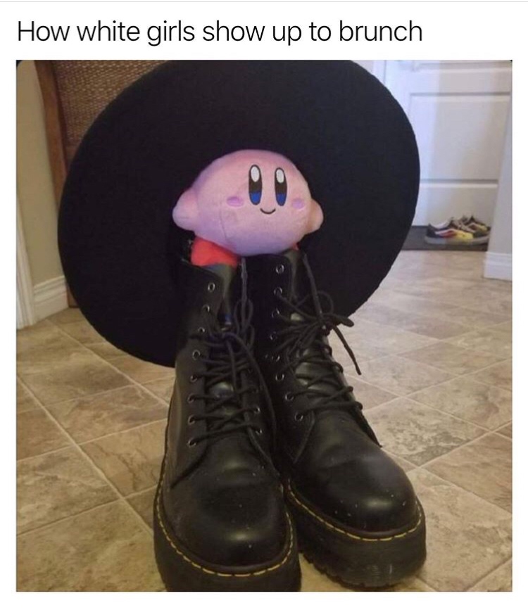 goth kirby meme - How white girls show up to brunch
