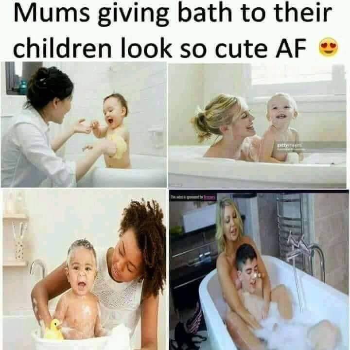 girl - Mums giving bath to their children look so cute Af
