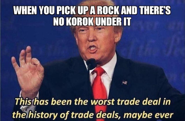 zelda meme - parc jean-drapeau - When You Pick Up A Rock And There'S No Korok Under It This has been the worst trade deal in the history of trade deals, maybe ever