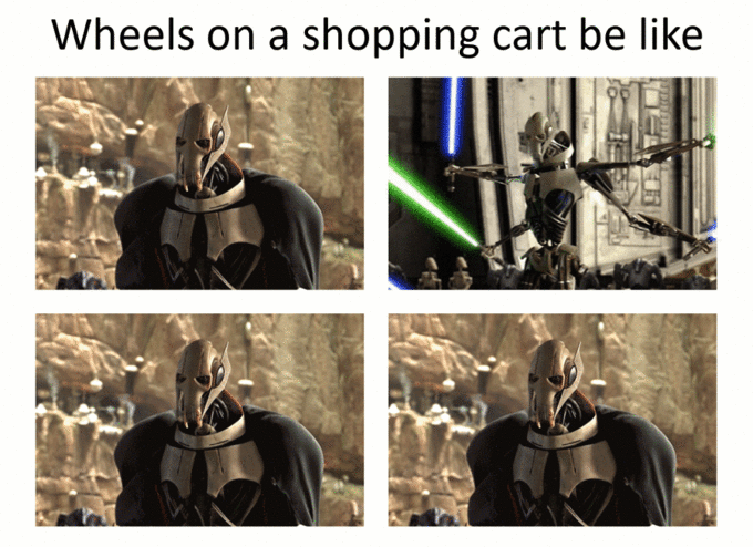 meme - Wheels on a shopping cart be