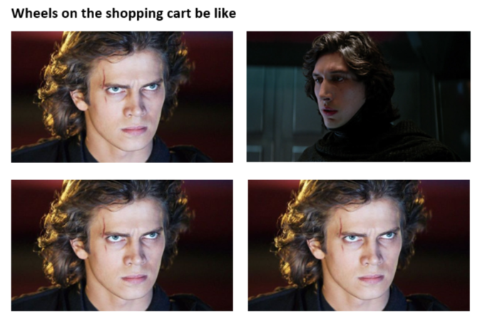 meme - collage - Wheels on the shopping cart be