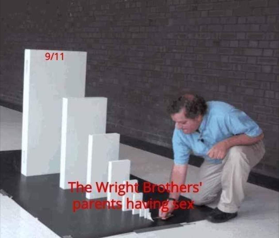 slippery slope meme - 911 The Wright Brothers' parents having sex