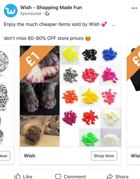 wish.com ads - cat gel caps