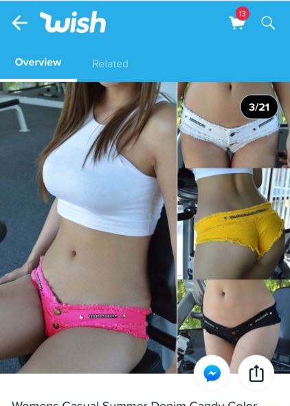 wish.com ads - workout shorts sexy