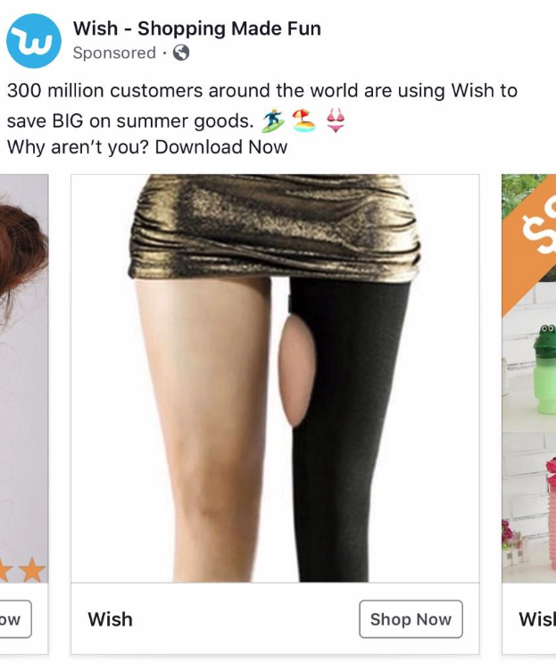 wish.com ads - torn leggings