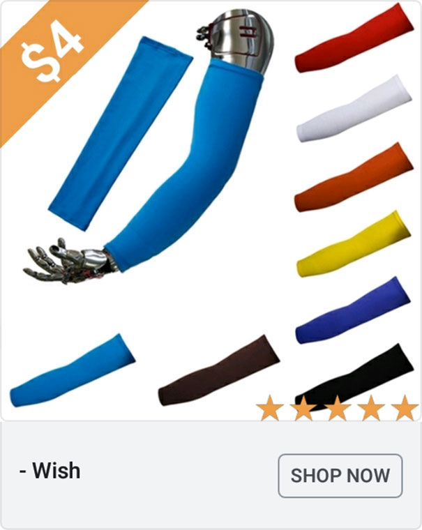 wish.com ads - metal arm sleeve cover