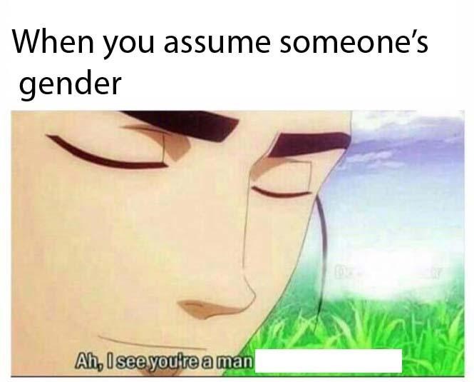 meme - ah i see you re a man - When you assume someone's gender Ah, I see you're a man