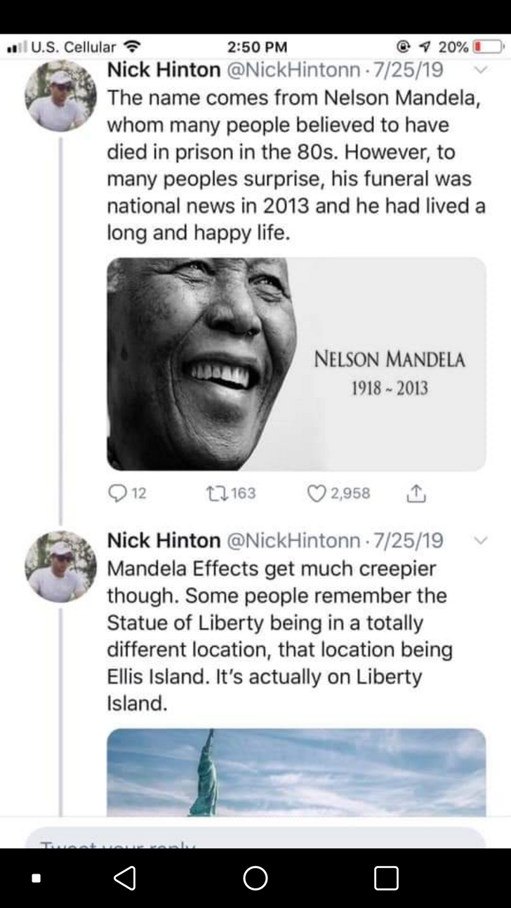 The name comes from Nelson Mandela, whom many people believed to have died in prison in the 80s. However, to many peoples surprise, his funeral was national news in 2013 and he had lived a long and happy lif