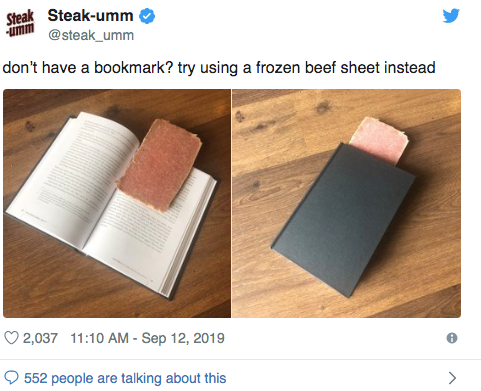 Don't have a bookmark - use a frozen beef sheet instead
