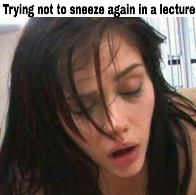 female masturbation - Trying not to sneeze again in a lecture