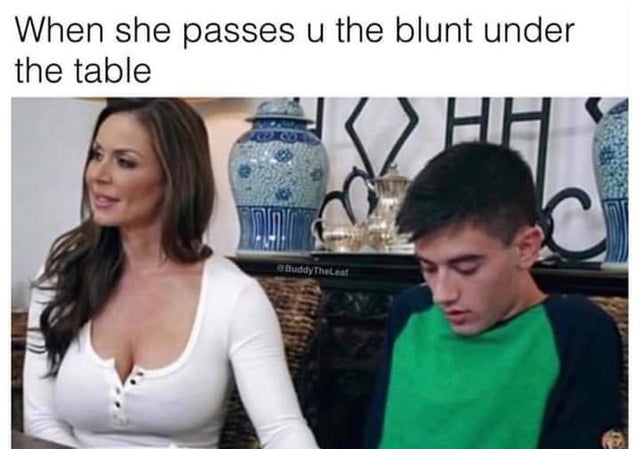 relative visits you and gives you money without telling your parents - When she passes u the blunt under the table Hh BuddyTheLeaf