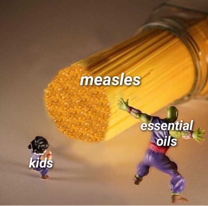 piccolo vs spaghetti meme - measles essential oils kids