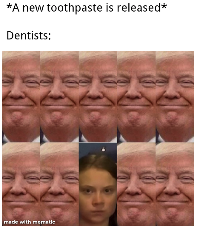 Greta Thunberg memes -A new toothpaste is released Dentists made with mematic