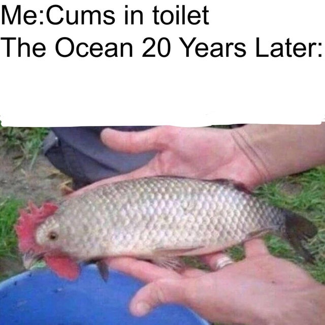 dank meme - chicken fish - MeCums in toilet The Ocean 20 Years Later