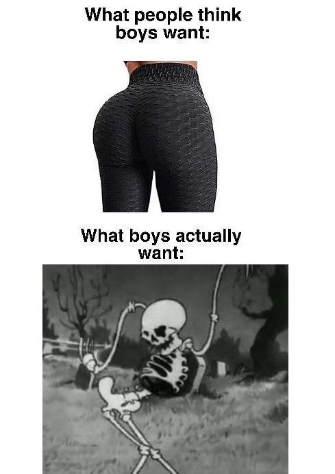 spooktober meme - What people think boys want What boys actually want