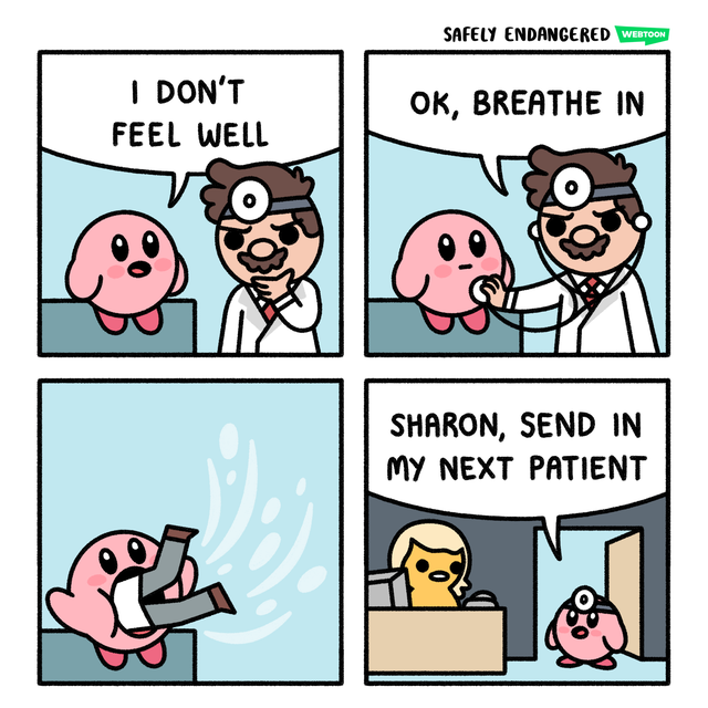 meme - Dr. Mario - Safely Endangered Webtoon | Don'T Feel Well Ok, Breathe In Sharon, Send In My Next Patient
