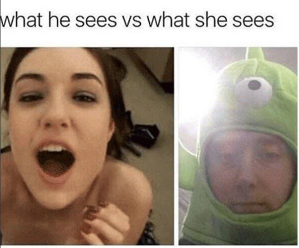 porn memes 2019 - what he sees vs what she sees