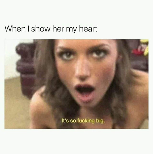 pornographic memes - When I show her my heart It's so fucking big.