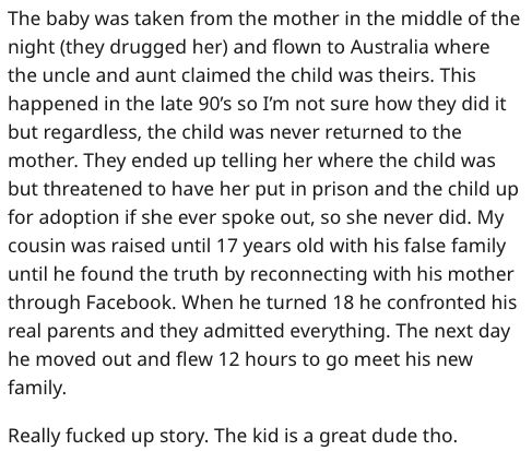 sometimes jealousy is not because - The baby was taken from the mother in the middle of the night they drugged her and flown to Australia where the uncle and aunt claimed the child was theirs. This happened in the late 90's so I'm not sure how they did it