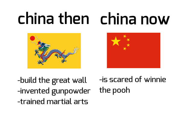 best meme 2019 - angle - china then china now build the great wall is scared of winnie invented gunpowder the pooh trained martial arts
