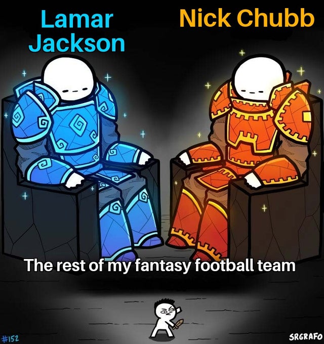 nfl week 6 meme - Meme - Nick Chubb Lamar Jackson The rest of my fantasy football team Srgrafo