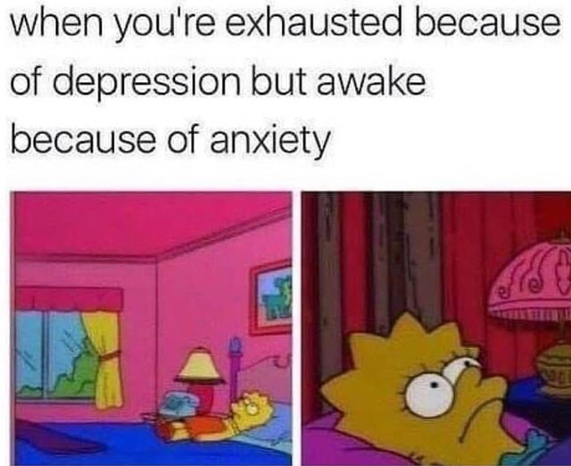 depression meme - tom y jerry - when you're exhausted because of depression but awake because of anxiety