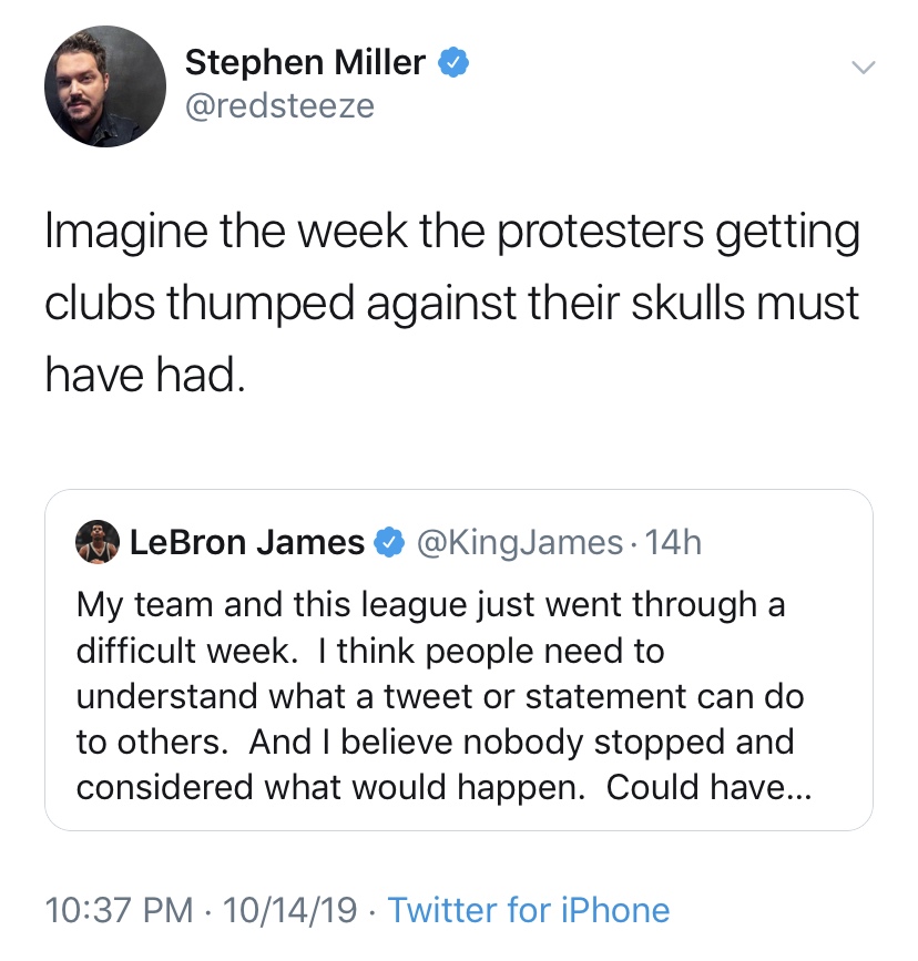 wendy's burger twitter - Stephen Miller Imagine the week the protesters getting clubs thumped against their skulls must have had. LeBron James James 14h My team and this league just went through a difficult week. I think people need to understand what a t