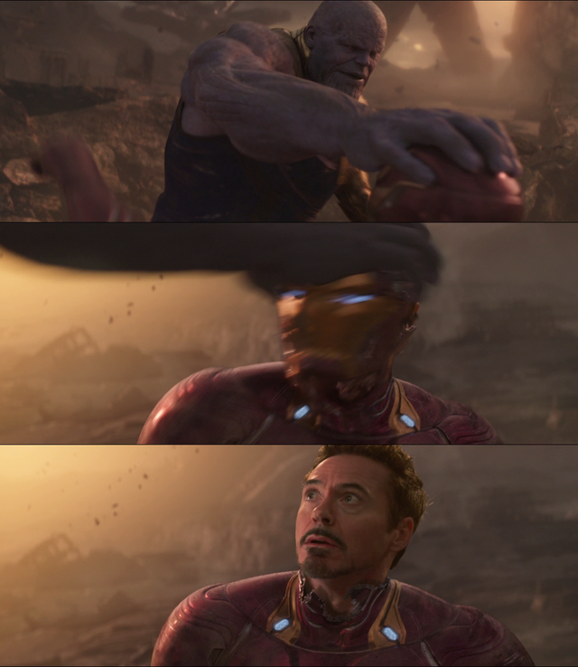template - thanos breaking iron man's helmet meme template