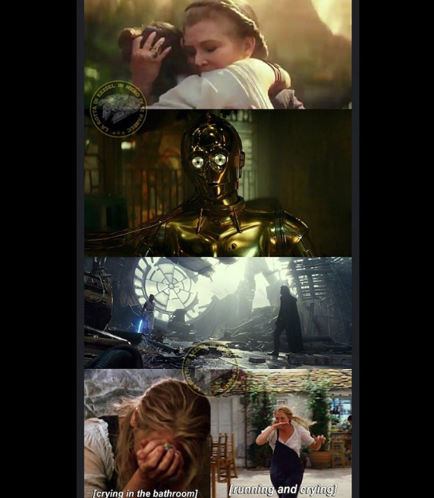 rise of skywalker meme - collage - crying in the bathroom Running and eying!