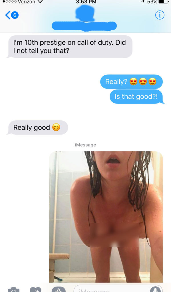 The woman sends nudes to him via messages