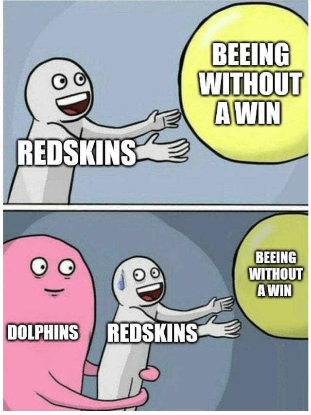 nfl meme - bad day wholesome memes - Beeing Without Awin Redskins Beeing Without Awin Dolphins Redskins