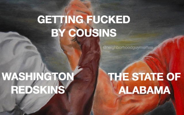 nfl meme - supernatural x good omens - Getting Fucked By Cousins Washington Redskins The State Of Alabama