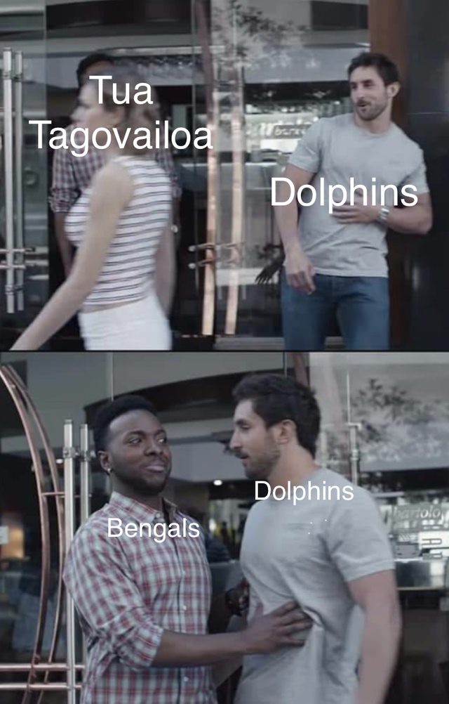 nfl meme - black guy meme template - Tua Tagovailoa Dolphins Dolphins Bengals