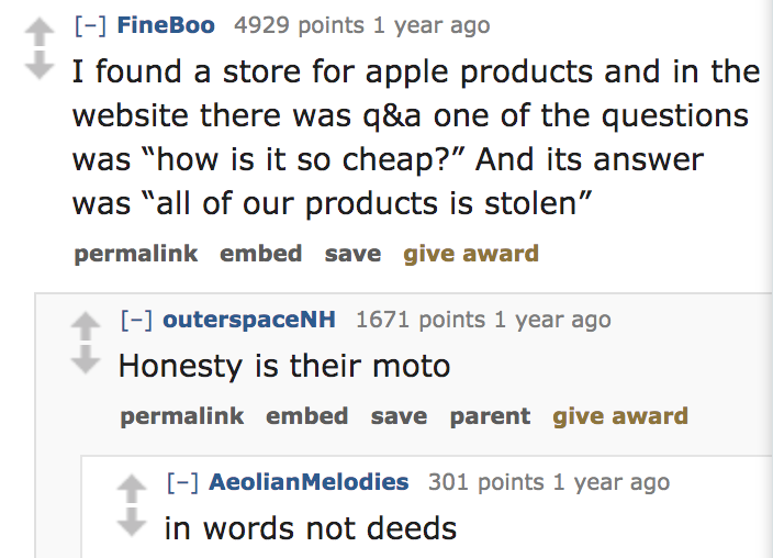 ask reddit - I found a store for apple products and in the website there was q&a one of the questions was