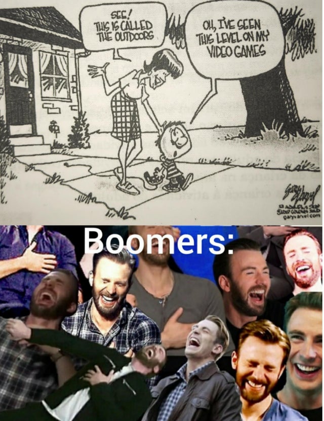 fresh meme - chris evans laughing collage - Sec! This Is Called The Outdoors Oll, I'Ve Seen Tiks Level On Me Video Games Ya en? Har 9 Qaynelcom " Boomers
