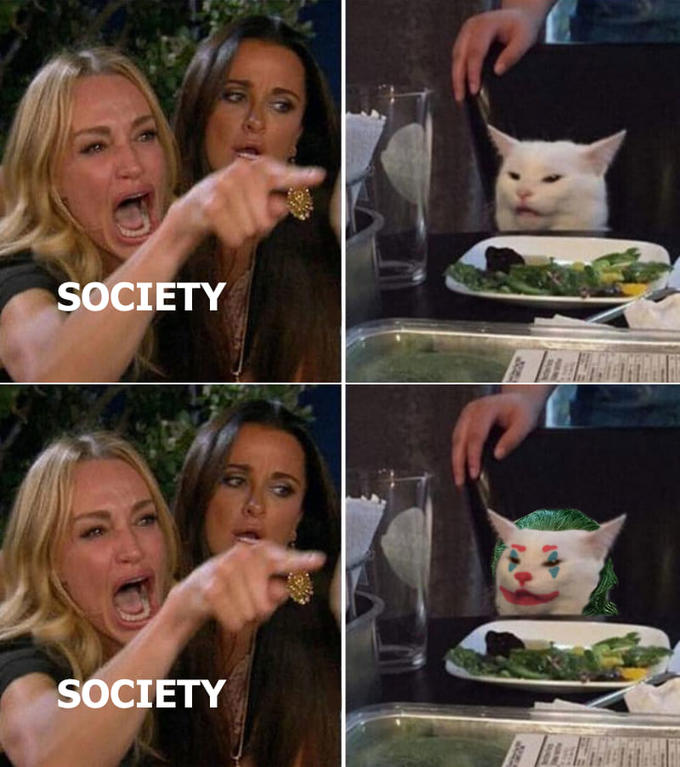 Society Society - cat eating salad meme