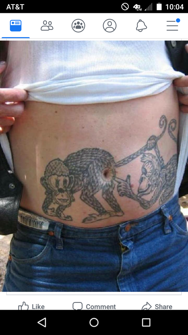 monkey tattoo belly - At&T 48.