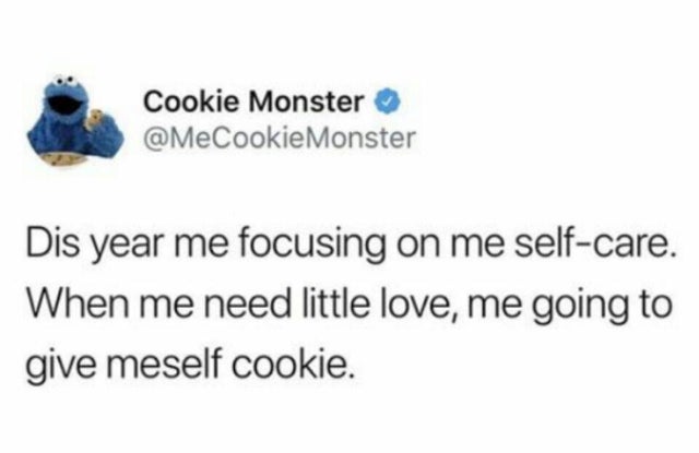 wholesome meme - you don t know what to say paris hilton - Cookie Monster Monster Dis year me focusing on me selfcare. When me need little love, me going to give meself cookie.