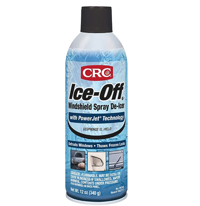 spray - Crc IceOff Windshield Spray DeIcer with Power Jet Technology Desprende El Hielo erosts Windows. Thaws Frozen Locks Csger Flammable. May Be Fatal Or Hadle Blindness If Swallowed. Vap D . Contents Under Pressure Apnings On Back Panel Net Wt. 12 02 3