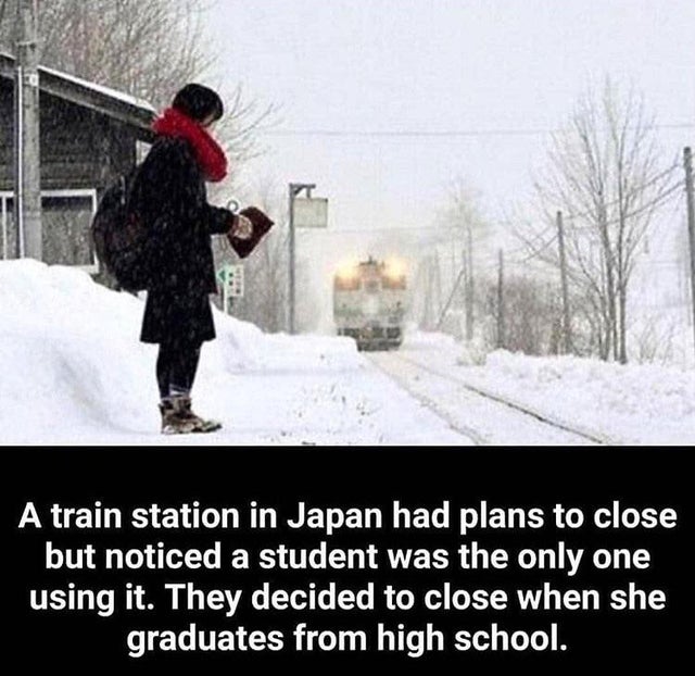 train station in japan for one student - A train station in Japan had plans to close but noticed a student was the only one using it. They decided to close when she graduates from high school.